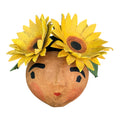 La Sandra Floral Coconut Mask, Mexican Folk Art Wall Hanging, Hand Painted Flowers
